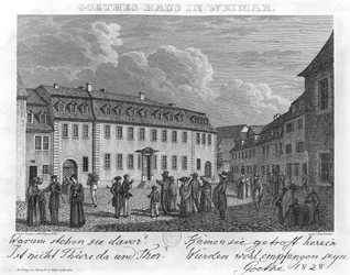 Das Haus von Johann Wolfgang von Goethe (1749-1832) in Weimar, graviert von Ludwig Schutze (1807-72), 1827-28